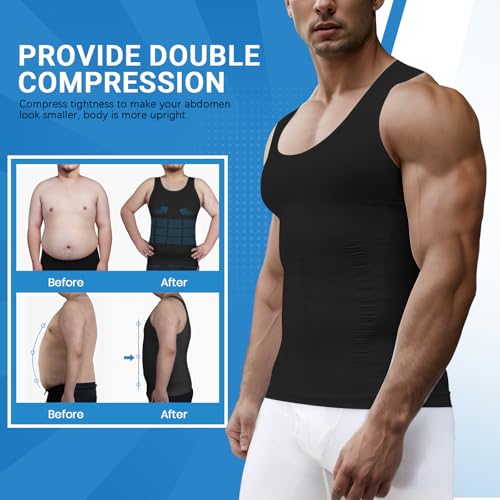 Image of MEETYOO Mens Compression Shirt Slimming Undershirt for Men Shapewear Gynecomastia Compression Shirt Men Body Shaper
