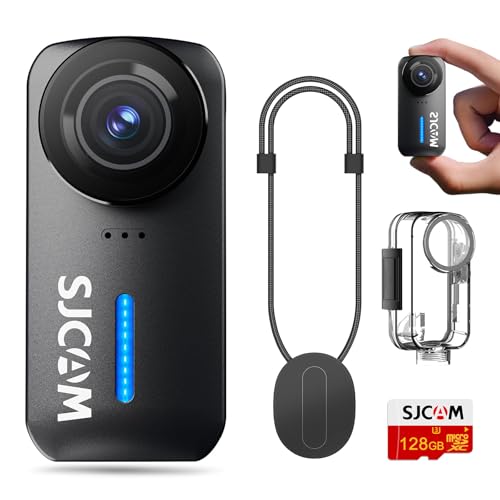 SJCAM Mini cámara corporal C110, mini cámara magnética | tarjeta de 128 GB, estabilización EIS, zoom 8x | Cámara de acción de bolsillo impermeable de 30 m | Cámara de vlogging WiFi, cámara POV 4K f