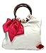 athizay Women handbags wooden handles Off White Potli Bags with Silky Pink Handcrafted Bow & Red Rose Flower Detail hand carry wristlets bags for women