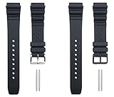 TIMEWHEEL 20mm Soft Black Rubber Watch Band Strap Compatible With Citizen Promaster Sports Divers Watches (Stainless Steel Brushed Buckle) - Image 2