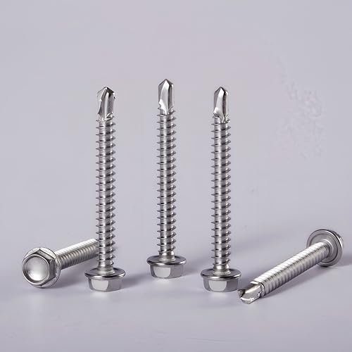 60 tornillos autoperforantes hexagonales 10x1.5 in acero miniatura 3