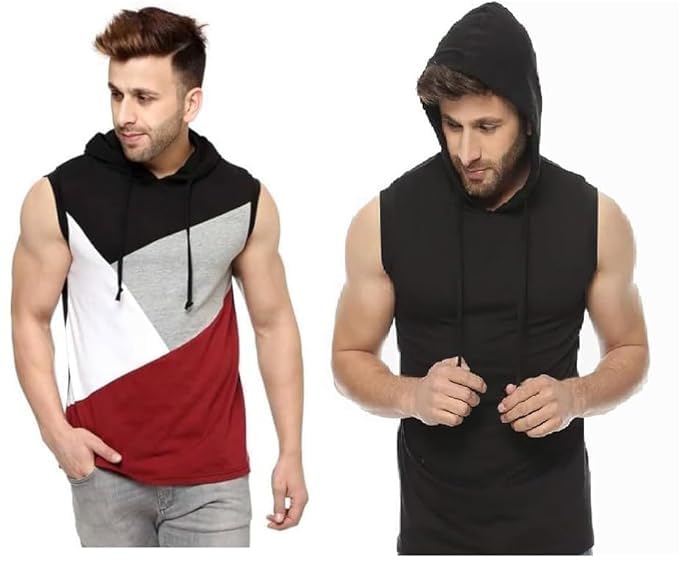 Sweatshirt for Men Combo Men Sleeveless Cotton Hoodie Shirt for Casual, Sports, Gym Wear for Men - Tiranga_Black-image-45