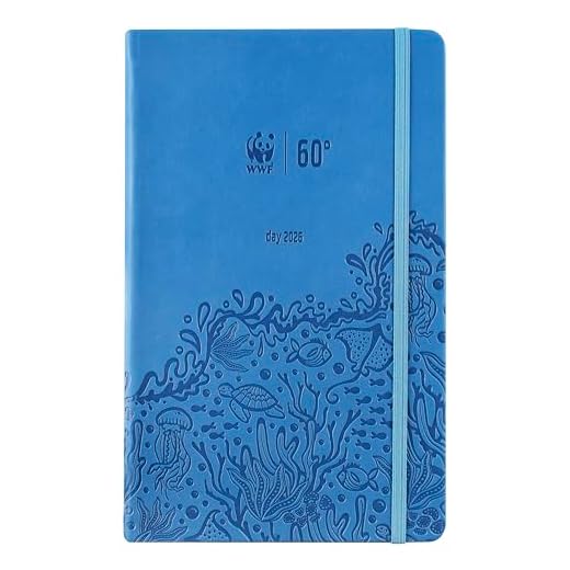 WWF, Large – Agenda 2026 diaria de 12 meses, con elástico y doble marcapáginas, 352 páginas, con calendario y planificador 2026 – 13 x 21 cm, azul