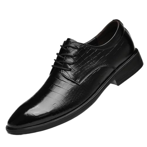 Men’s Genuine Leather Oxfords Shoes for Men, Pointed Toe Lace-up Genuine Leather Comfort Dress Shoes for Wedding Office