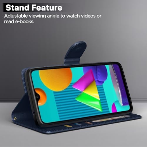 Image of Pikkme Samsung Galaxy M01 Flip Case Leather Finish | Inside TPU with Card Pockets | Wallet Stand and Shock Proof | Magnetic Closing | Complete Protection Flip Cover for Samsung Galaxy M01 (Blue)