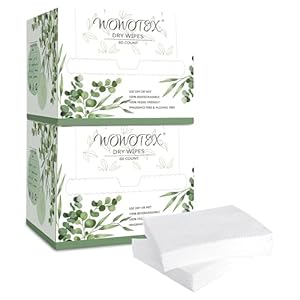 WOWOTEX Disposable Face Towel Biodegradable Large Dry Face Wipes 120 Count/2 Box Extra Thick Soft Clean Facial Towels for Sensitive Skin, Makeup Removing, Facial Cleansing, Nursing, Travel, 10″×12″
