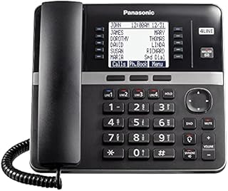 Panasonic Office Phone, Expandable 4-Line Desk Phone for Small and Medium Business, Corded Phone Base Station Expandable Up to 10 Business Phones Wirelessly - KX-TGW420B (Black)