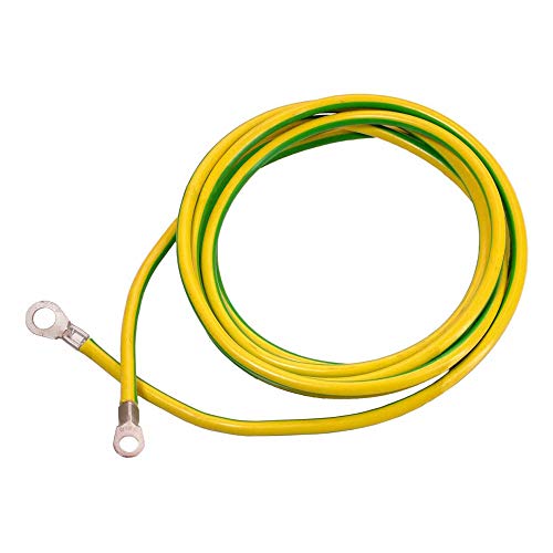 as - Schwabe Erdungskabel 3 m Aderleitung - Erdungsleiter - Erdungsleitung mit 1 Ringöse A8 / 16mm & A10 / 16mm - Für Kreuzerder für Gewerbe & Baustelle Made in Germany gelb/grün 70869