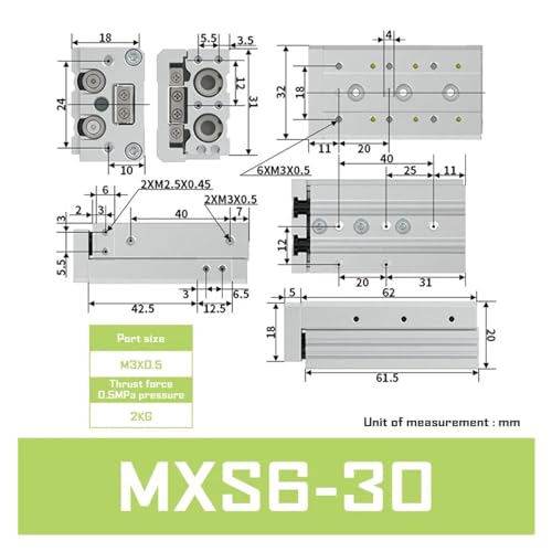 Vérin pneumatique MXS6 pour l'automatisation de précision micro - 3