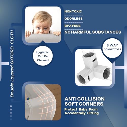 Image of Playards|Playpen for Kids up to 4 Years, Spacious 150x150 cm Baby Play Yard with Safety Lock & Hand Grip, Thick Padding & 360 Mesh Visibility, Portable Activity Center for Toddlers -Grey