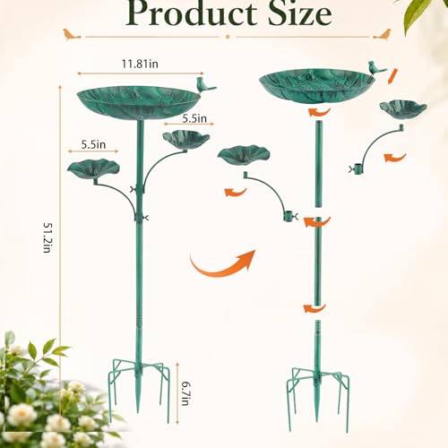 Image of Metal Bird Bath for Outside, Triple Birdbath Feeder Bowl for Outdoor