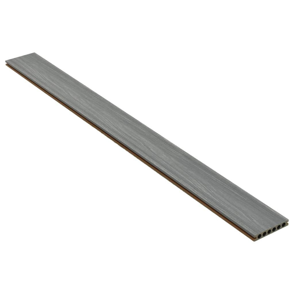 Lot de lames de terrasse WPC marron et gris en composite bois-plastique 16 m² 2200 x 140 x 23 mm avec accessoires pour balcon, terrasse, zone de piscine, durables et imperméables