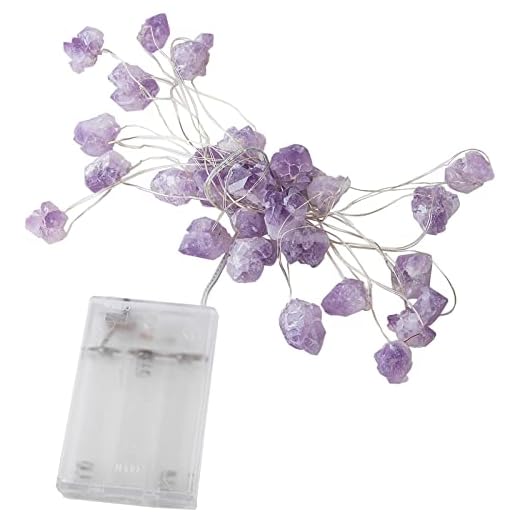 Naturlig ametist dekorativ lampa LED ljusslinga batteri/USB strömförsörjning naturlig grov sten inomhus och utomhus dekorativ ljussträng (batterifodral)