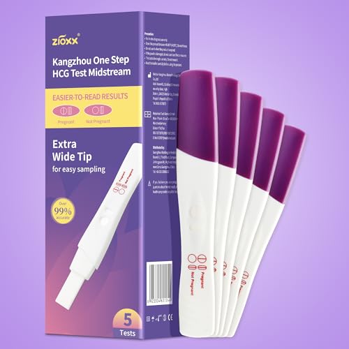 Zioxx One Step Prueba de embarazo Resultado temprano hCG Midstream Test Kits Value Pack de 5 unidades
