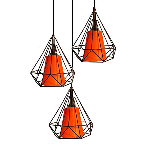 LazyHomez Metal Diamond Cage Round Cluster Chandelier Linear Shape Ceiling Hanging Pendant Light Lamp (Orange, Set of 3, Bulb Not Included) (B08KTM3W1K) Amazon Price History, Amazon Price Tracker