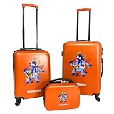 Kukuxumusu Juego de 3 Maletas rígidas Mediana 66cm/ Cabina 56cm / Neceser 21cm con Ruedas Color Naranja