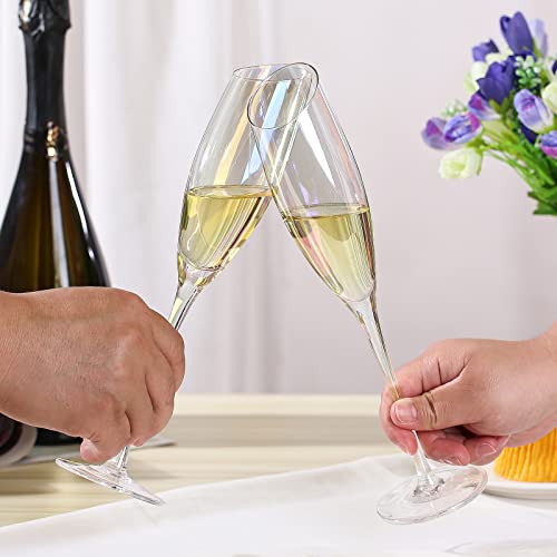 Dorelina Champagne Flutes, Slanted Champagne Glasses Set Of 2, 100％Lead Free Quality Hand Blown Classy Modern Champagne Flutes, Best Gift For Birthday Wedding And Christmas #TOP5