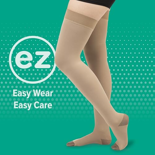 Image of Juzo 2061 20-30mmhg Silver Open Toe Graduated Compression Thigh Highs ,Silver ,1 (I) Regular