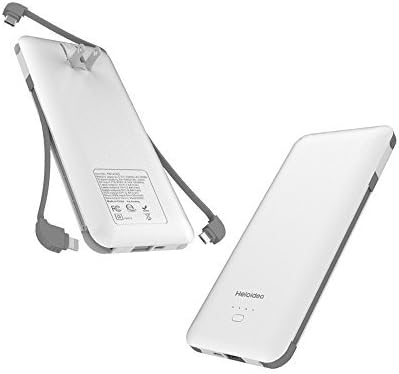 Heloideo 10000mAh Portable Charger Compact Power Bank External Battery Pack with Built-in AC Wall Plug and Micro Type-c Cables โฆ