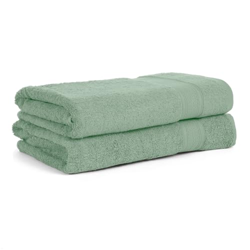 Image of Arvind 100% Cotton Towels for Bath | Towels for Bath Large Size | 500 GSM Bath Towel - Soft & Absorbent | 2 Piece Bath Towel for Men /Women | Urban Comfort | 70 cm x 140 cm - Aqua Green