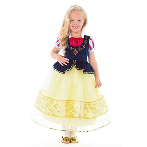 Little Adventures Deluxe Snow White Princess Dress Up Costume (Large Age 5-7) - Machine Washable Child Pretend Play and Party Dress with No Glitter