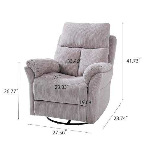 Image of Oversized Rocker Recliner Chair, Manual Swivel Rocking Recliners with Adjustable Backrest Footrest for Adults, 360 Swivel Lazy Boy Recliner Chairs for Living Room, Reading, Bedroom, Beige
