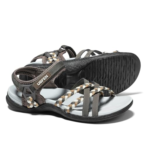 Image of UBFEN Womens Hiking Sandals Outdoor Comfortable Sport | Lightweight, Water Sandals, Adjustable Straps, Arch Support, Ideal for All-Day Wear, Beach, Vacation, Camping, Walking