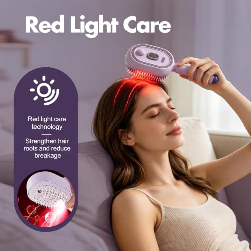 Image of KIMEE Electric Steam Hair Brush - Genuine Steam & Mist Spray Detangling Comb, Rechargeable, 20ml Tank, Anti-Frizz Anti-Static Self-Cleaning Air Cushion Brush for Women