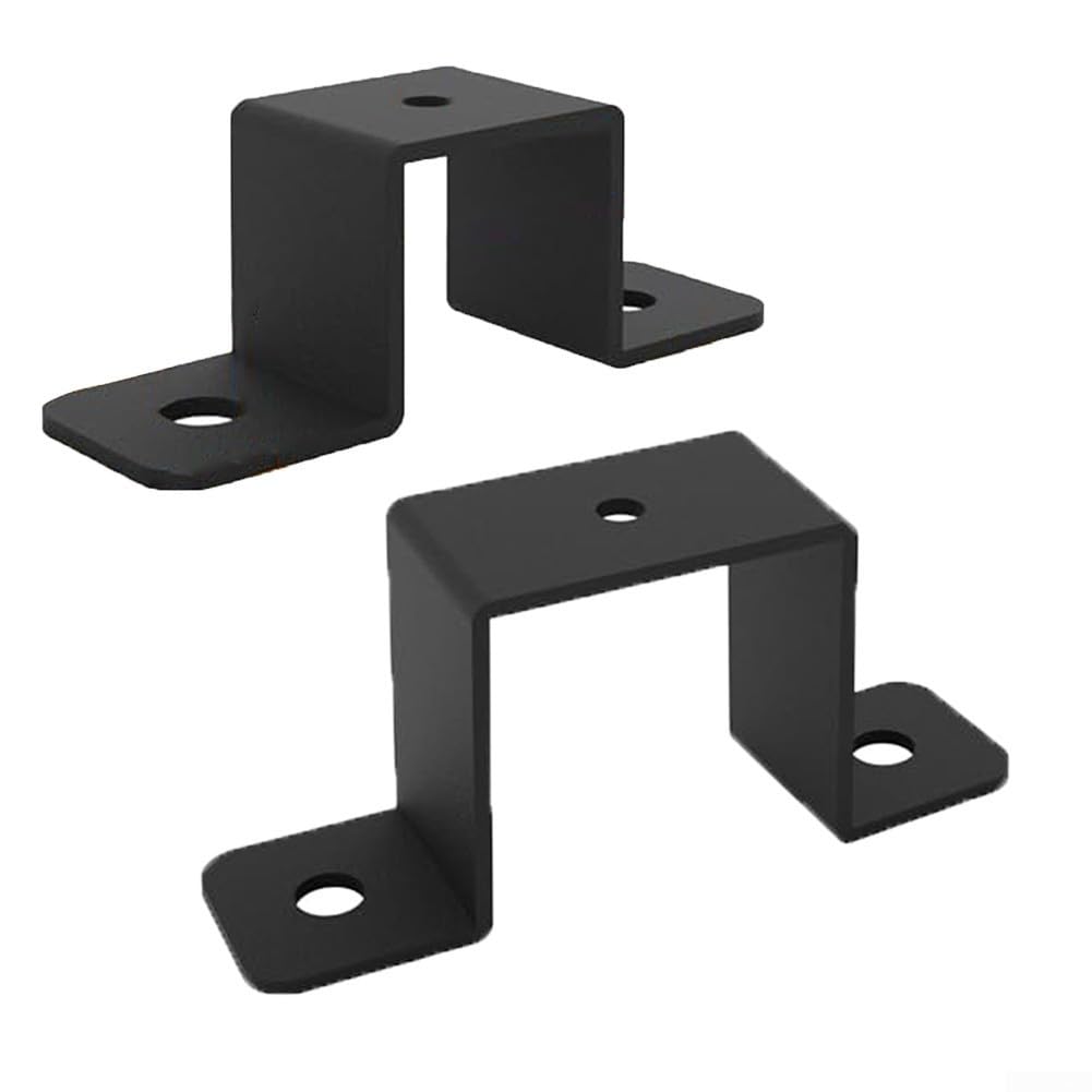 2/4pcs Square Pipe Clamps, Carbon Steel U Shaped Connector Brackets for Fastens Water Pipes, Balcony Railings, and Stairs Railings, Black(2pcs 1in)
