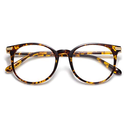 SOJOS Retro Round Blue Light Blocking Glasses Computer Gaming Eyeglasses SJ5134 with Yellow Tortoise Frame Anti-Blue Light Lens