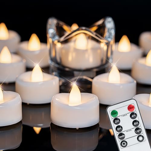 Image of merrynights 12Pcs Remote Control LED Tea Lights,2 /4 /6 /8H Timer,400+Hours