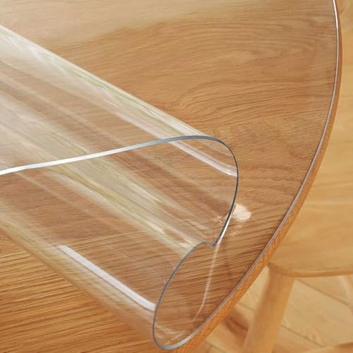 Mantel redondo transparente - Mantel Anti-calor de 2mm de grosor - Mantel impermeable y resistente al aceite - Protector Transparente de PVC para Restaurantes, Salones, cafeterías(90cm de diámetro)