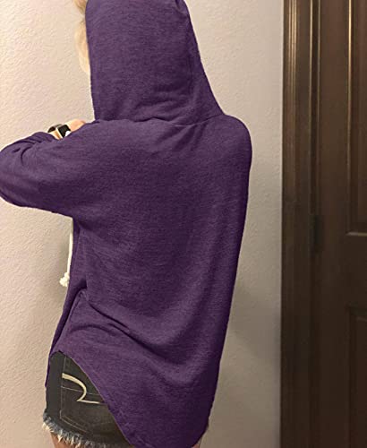 Image of Womens Long Sleeve V Neck Hoodie Sweatshirts Lightweight Pullover Tops