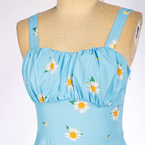 Image of Belle Poque Vintage Floral Dress for Women 2026 Summer A-line Sleeveless Flowy Midi Elegant Wedding Guest Cocktail Dress