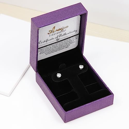 Araiya Fine Jewelry 14K White Gold Round Lab Grown Diamond Solitaire Stud Earrings (5 Cttw, D Color, Vs1 Clarity) #TOP3