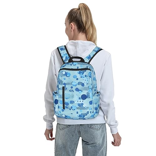 Sac à dos léger imprimé à pois bleus au design bicolore unique - 7