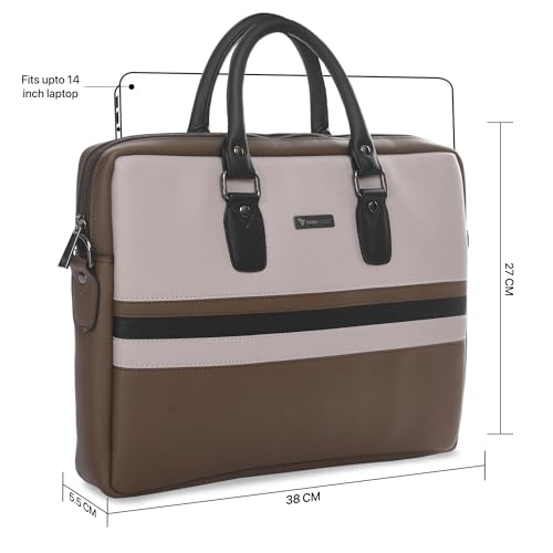 Image of Vaku Luxos MILAN 14 Inch Laptop Bag Leather Collection Messenger Organizer Shoulder Sling Office Bag for Men & Women With Adjustable Strap for Laptop and MacBook up to 14 inch