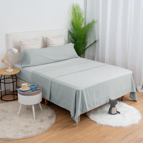 H HANSEL HOME Juego de Sábanas de Microfibra 3 Piezas para Cama 150cm Transpirable - Incluye 1 Encimera, 1 Bajera Ajustable y 1 Funda de Almohada - Gris