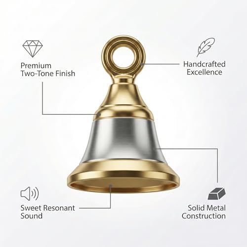 Image of Brass Hanging Temple Bell 24g | Traditional Pital Mandir Ghanti for Pooja, Gau MATA Aarti & Festivals | Indian Puja Cow Bell - Pack of 2