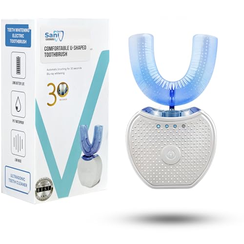 FREEZE2TRIM Sani White Ultrasonic Toothbrush, Ortho Sparkle Sonic Glow Brush, 360 Brite Adult U Shaped Toothbrush Ultrasonic Tooth Cleaner Teeth Whitening Light Electric Automatic Hands Free
