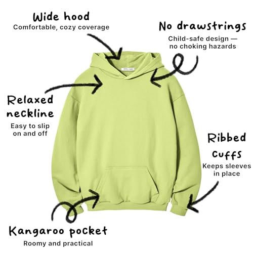 Image of Ohoo Youth French Terry Pullover Hoodie - 100% Cotton Pre-Shrunk Soft Midweight Sweatshirt for Boys Girls