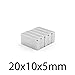 Neodymium 5-50PCS 20x10x5mm Quadrate Magnetic Permanent Magnet 20mmx10mmx5mm Neodymium Magnets 20 * 10 * 5 Block Search Magnet Industrial(20pcs)