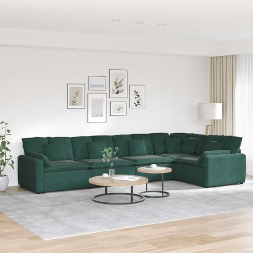 Mandloder - Mandloder Canapé d'angle modulaire en velours vert foncé avec coussin, adaptable pour le salon, 417 x 217 x 64 cm, robuste pour famille, meubles rembourrés élégants