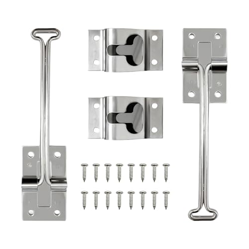 Image of povtii 2 PCS Camper RV Door T-Latch, 6 Inch 304 Stainless Steels RV Door Holder Entry Door Catch, Metal Polished Exterior Door Hooks for Most Vehicles, Universal Car Accessories (6 Inch)