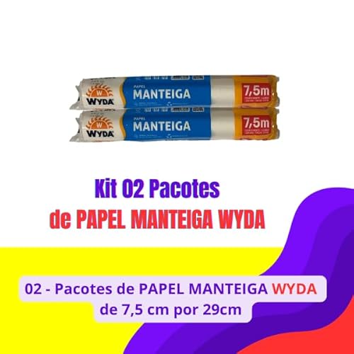 Kit 02 Pacotes de PAPEL MANTEIGA de 7,5cm por 29cm