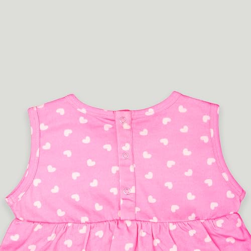 Image of Kidbea 100% Pure Organic Cotton Girls Frock Comfortable and Stylish with Heart-Themed for Your Little Princess Designed for Every Occasion Regular fit 2-3 Year Color Yellow and Pink Printed