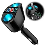 120W Car Cigarette Lighter Adapter, 12V/24V Multi Socket Dual USB QC3.0 & PD Double Cigarette Lighter Car USB Charger Splitter with LED Voltmeter Fast Charging for Phones GPS Dashcam Vehicle Devices