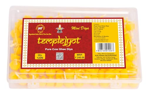 Templejyot Pure Cow Ghee Mini Diya with Batti - Pack of 120 Diyas...
