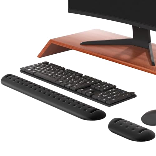 Gaming Klavye ve Mouse Bilek Destek Seti, Kaymaz Tabanlı, Nefes Alan Kumaş, Siyah
