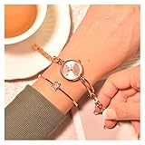 Diamètre du boîtier: 26mm WXJ Women Bracelet Montres, Mode de Luxe en Acier Inoxydable Petite Quartz Quarties Quartz Quarties Simple Dames Montre-Bracelet Horaire (Couleur : Rose)